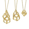 3 Pcs Crystal Stone Cage Pendant Necklaces NJEW-JN04751-02-1