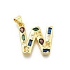 Brass Micro Pave Clear Cubic Zirconia Pendants KK-G521-01G-W-01-1