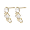 Flat Round Brass Micro Pave Clear Cubic Zirconia Stud Earring Findings KK-F921-10G-1