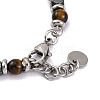 Natural Tiger Eye & Synthetic Hematite Round Beaded Bracelet BJEW-P339-02P-03-3