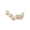Brass Micro Pave Clear Cubic Zirconia 6 Flower Links Connector Charms KK-D431-072G-1