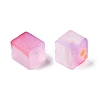 Frosted Glass Beads with Golden Glitter Powder DGLA-NH001-6mm-01J-2