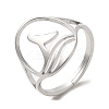 Non-Tarnish 304 Stainless Steel Whale Tail Adjustable Ring for Women RJEW-M149-01P-3
