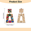 3 Pairs 3 Colors Rhinestone Rectangle with Trapezoid Dangle Stud Earrings EJEW-AN0001-03-2