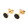 Flat Round 304 Stainless Steel Enamel Stud Earrings EJEW-T047-21G-A-1