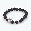 Natural Black Agate(Dyed) Beads Stretch Bracelets BJEW-JB03966-03-1