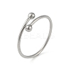 Non-Tarnish 304 Stainless Steel Round Ball Open Cuff Finger Rings for Women RJEW-C105-01P-1