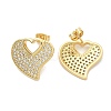 Rack Plating Brass Micro Pave Clear Cubic Zirconia Stud Earrings for Women EJEW-C125-06A-G-4