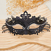 Plastic Rhinestone Masquerade Masks with Alloy Holding Stick AJEW-WH0270-891A-5