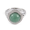 Natural Green Aventurine Round Adjustable Rings RJEW-K271-04P-10-3