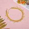 Glass Seed Braided Flower Double Layer Necklace NJEW-SW00015-02-3