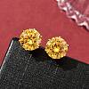 Flat Round Brass Micro Pave Cubic Zirconin Stud Earrings EJEW-D318-04G-2