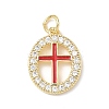 Brass Micro Pave Clear Cubic Zirconia & Enamel Pendants KK-L253-12G-2
