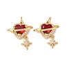 Rack Plating Brass & Cubic Zirconia & Glass Pendants KK-B076-17G-01-1