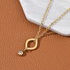 304 Stainless Steel Crystal Rhinestone Geometric Pendant Cable Chain Necklaces NJEW-Z073-01G-01-3