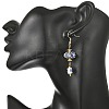 Handmade Flower Printed Porcelain Dangle Earrings EJEW-MZ00751-5