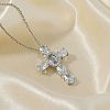 Brass Pave Cubic Zirconia Religion Cross Pendant Necklaces CU6638-3-2