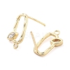 Brass Micro Pave Cubic Zirconia Stud Earring Findings LS-EJEW-Q800-21KCG-2