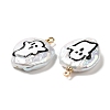 Baroque Style Natural Keshi Pearl Pendants with Enamel PEAR-G013-02G-3
