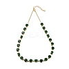 Rack Plating Brass Pave Cubic Zirconia Flat Round & Rectangle Link Necklaces for Women NJEW-B109-01G-2