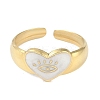 Ion Plating(IP) 304 Stainless Steel Enamel Heart with Eye Cuff Finger Rings RJEW-L107-062G-01-2