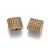 Tibetan Style Alloy Square Carved Stripes Beads LS-TIBEB-5602-AB-FF-2