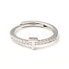 Clear Cubic Zirconia Initial Letter Adjustable Ring RJEW-C052-01P-T-2
