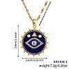 Brass Blue Enamel Evil Eye Pendant Dapped Chain Necklaces for Women Men BX0691-1-5