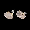 Raw Rough Natural Rose Quartz Stud Earrings EJEW-R148-01LG-02-2