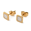 Ion Plating(IP) 304 Stainless Steel Square Stud Earrings EJEW-C114-06G-02-2