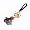 Natural Raw Carnelian & Mixed Stone Chips Tassel Pendant Decorations HJEW-P014-01G-02-1