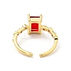 Cubic Zirconia Rectangle Open Cuff Ring RJEW-G255-01G-4