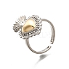 Gothic Style Brass Micro Pave Clear Cubic Zirconia Cuff Rings for Women RJEW-U051-02F-GP-4