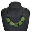 Bohemian Trapezoid Wood & CCB Plastic & Alloy Beaded Bib Necklaces for Women FS-WG0359B-04-1