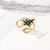 304 Stainless Steel with Enamel Cuff Rings for Women RJEW-Z116-01G-02-1