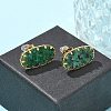 304 Stainless Steel Turquoise Oval Stud Earrings for Women EJEW-R010-01G-01-2
