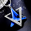Alloy Crystal Rhinestone and Dodger Blue Glass Pendant Long Necklaces FS-WG47C14-01-1