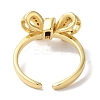 Bowknot Brass Micro Pave Clear Cubic Zirconia Open Cuff Rings for Women LS-RJEW-C098-08G-3