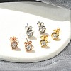 Ion Plating(IP) 304 Stainless Steel Flat Round Stud Earrings EJEW-C099-16A-2