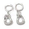 Brass Micro Pave Clear Cubic Zirconia Dangle Hoop Earrings EJEW-E295-27P-1