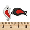 Spray Painted Alloy Couple Heart Connector Charms PALLOY-K018-02-4