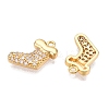 Christmas Theme Brass Micro Pave Clear Cubic Zirconia Charms KK-T073-17G-2
