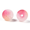 Frosted Baking Paint Crackle Glass Beads with Glitter Powder DGLA-T004-01H-2