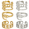 12Pcs 6 Style 304 Stainless Steel Open Cuff Ring Findings STAS-SC0007-90-1