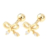 Bowknot 925 Sterling Silver Micro Pave Clear Cubic Zirconia Stud Earrings EJEW-K317-12G-4