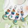 Alloy Moon & Synthetic Turquoise Sea Animals Pendant Decorations HJEW-JM01613-01S-1