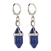 Bullet Natural Lapis Lazuli Pendant Hoop Earrings for Girl Women EJEW-JE04636-02-1