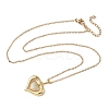 Brass Heart Pendant 304 Stainless Steel Chain Necklaces for Women NJEW-D341-03G-4