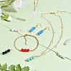 10Pcs Triple Natural Amethyst Round Beaded Connector Charms PALLOY-SW00003-01-5