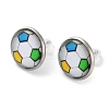 Sport Balls Glass & 304 Stainless Steel Stud Earrings for Women LS-EJEW-H005-01P-02-1